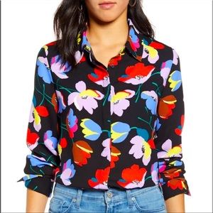 Halogen Rita floral button up flowy long sleeve blouse 1X